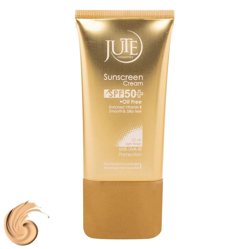 کرم ضد آفتاب رنگی ژوت، SPF 50، مناسب انواع پوست با تنالیته روشن و حجم 40 میلی‌لیتر، ضد آب، محافظت‌کننده در برابر اشعه‌های UVA و UVB، دارای فرمولاسیون فاقد چربی و ویتامین E، با ماندگاری 2 ساعته