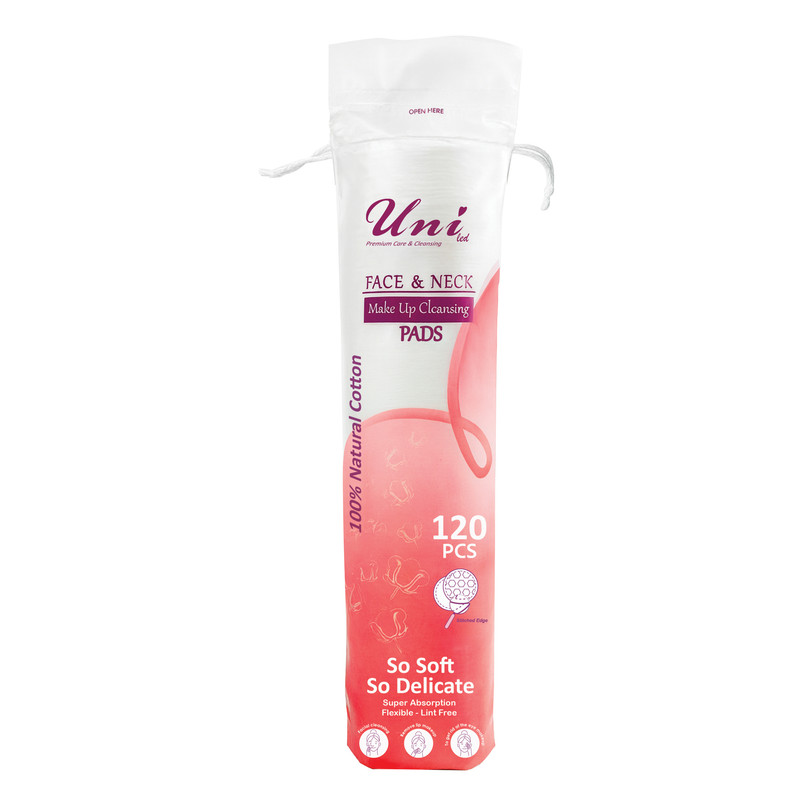 پد پاک‌کننده آرایش صورت یونی لد مدل Ultra Soft.Cotton Silk بسته 120 عددی