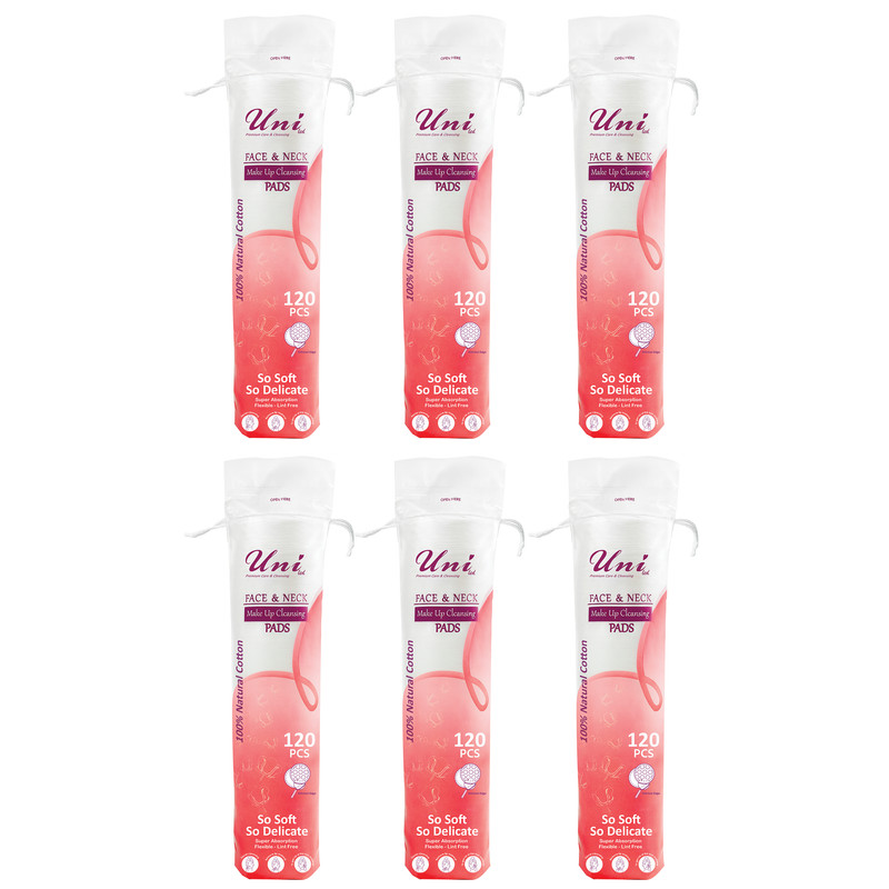 پد پاک‌کننده آرایش صورت یونی لد مدل  Ultra Soft.Cotton Silk شش بسته 120 عددی