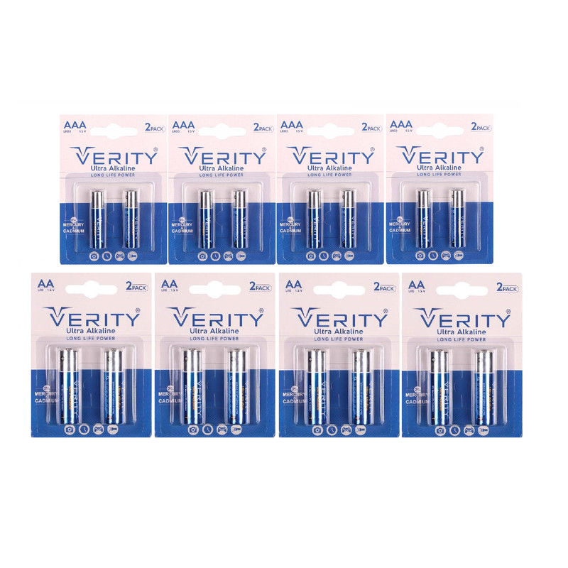 باتری قلمی و نیم قلمی وریتی مدل Ultra Alkaline بسته 16 عددی