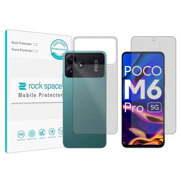 محافظ صفحه نمایش مات راک اسپیس مدل HyMTT مناسب برای گوشی موبایل شیائومی  Poco M6 Pro به همراه محافظ پشت