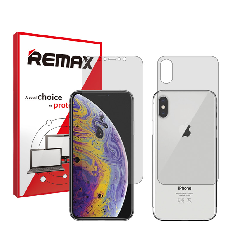 محافظ صفحه نمایش شفاف ریمکس مدل HyGEL مناسب برای گوشی موبایل اپل iPhone XS Max به همراه محافظ پشت گوشی