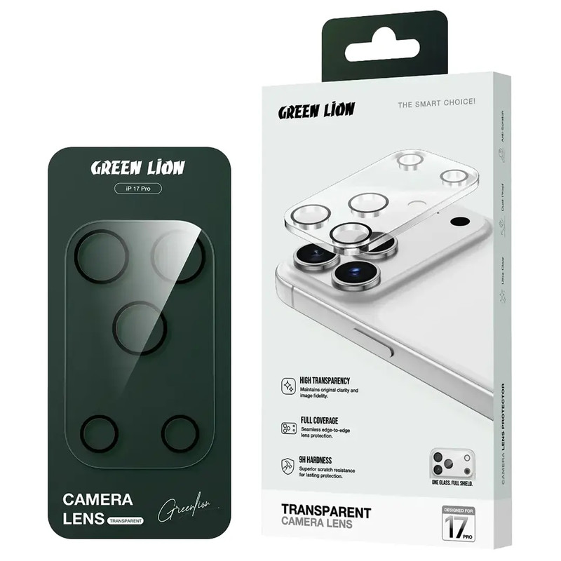 محافظ لنز دوربین شیشه‌ای گرین لاین مدل Transparent Camera Lens مناسب برای گوشی موبایل iPhone 17 Pro