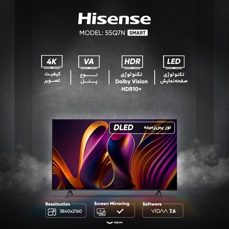 تلویزیون 55 اینچ کیو ال ای دی هوشمند هایسنس مدل QA55Q7FSHICHD
