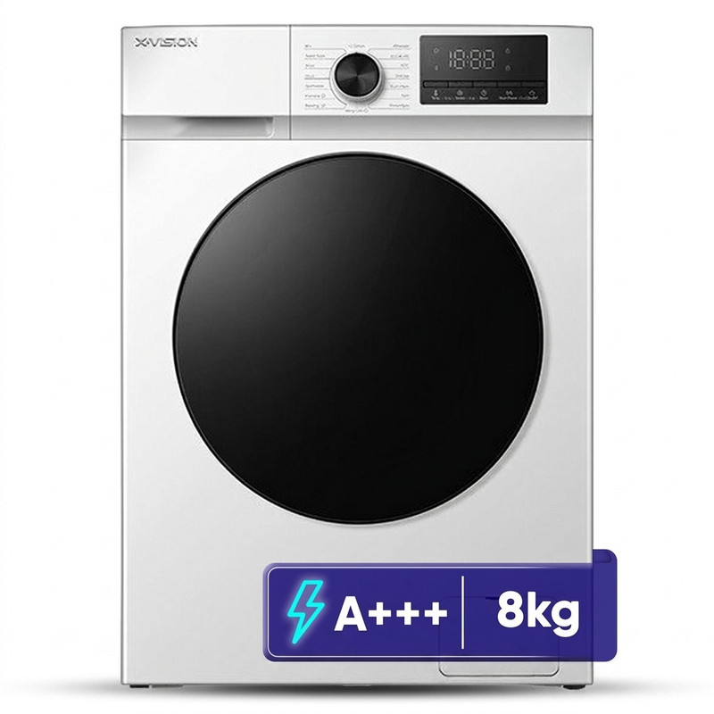 ماشین لباسشویی 8 کیلوگرم اتوماتیک ایکس ویژن مدل TF84-AWBL/ASBL