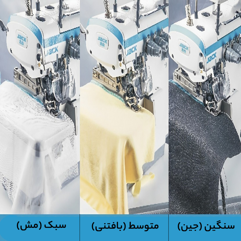 چرخ خیاطی صنعتی سردوز سه نخ جک مدل E4-3 به همراه میز و پایه