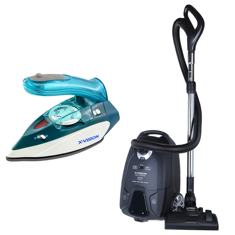 جاروبرقی 1600 وات ایکس ویژن مدل VC-5055 به همراه اتو مسافرتی 1000 وات ایکس ویژن مدل SW-602