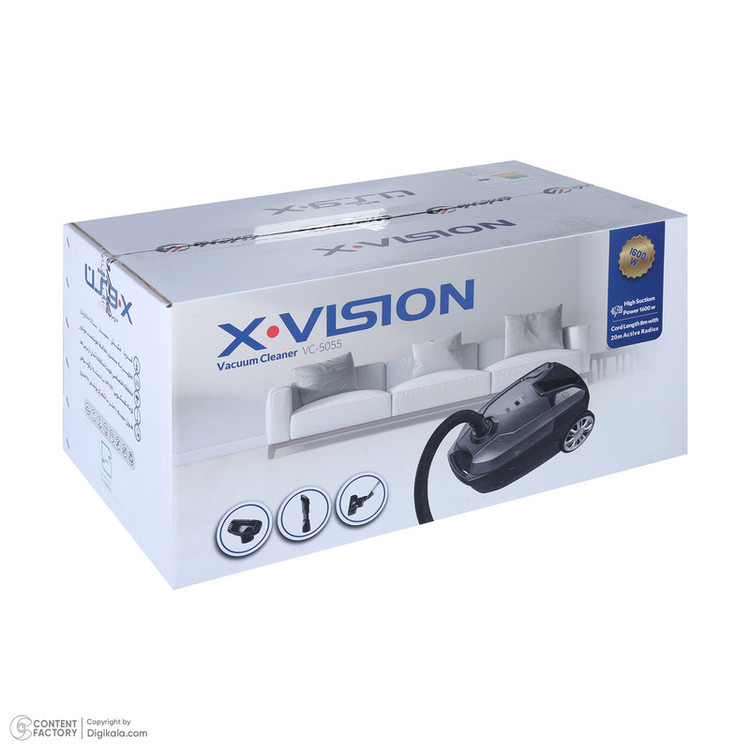 جاروبرقی 1600 وات ایکس ویژن مدل VC-5055 به همراه اتو مسافرتی 1000 وات ایکس ویژن مدل SW-602