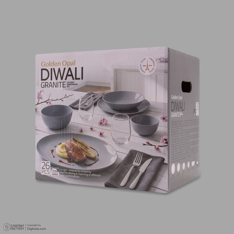 سرویس غذاخوری اوپال 26 پارچه 6 نفره گلدن اوپال مدل Diwali