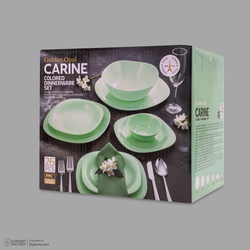 سرویس غذاخوری اوپال 26 پارچه 6 نفره گلدن اوپال مدل Carine
