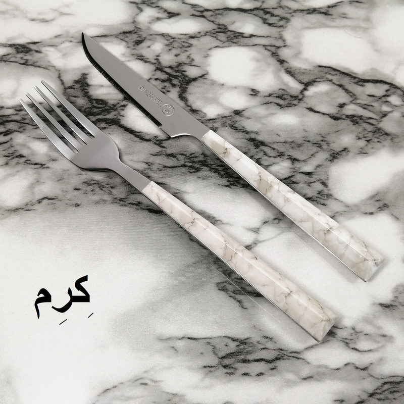 ست کارد و چنگال میوه خوری 12 پارچه ام جی مدل ماربل پلاس