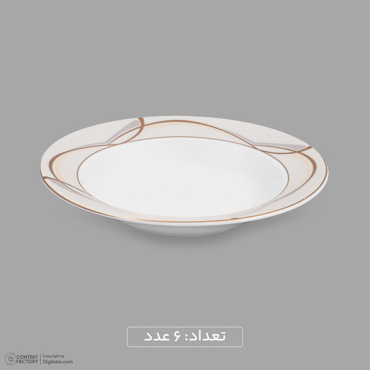 سرویس 20 پارچه چینی دینووا ساینا طرح گرد نسخه 6، قابل شستشو با دست و ماشین ظرفشویی، شامل 6 بشقاب غذاخوری، 6 بشقاب خورشخوری، 6 پیشدستی، ظرف سرو پنیر و تخته سرو
