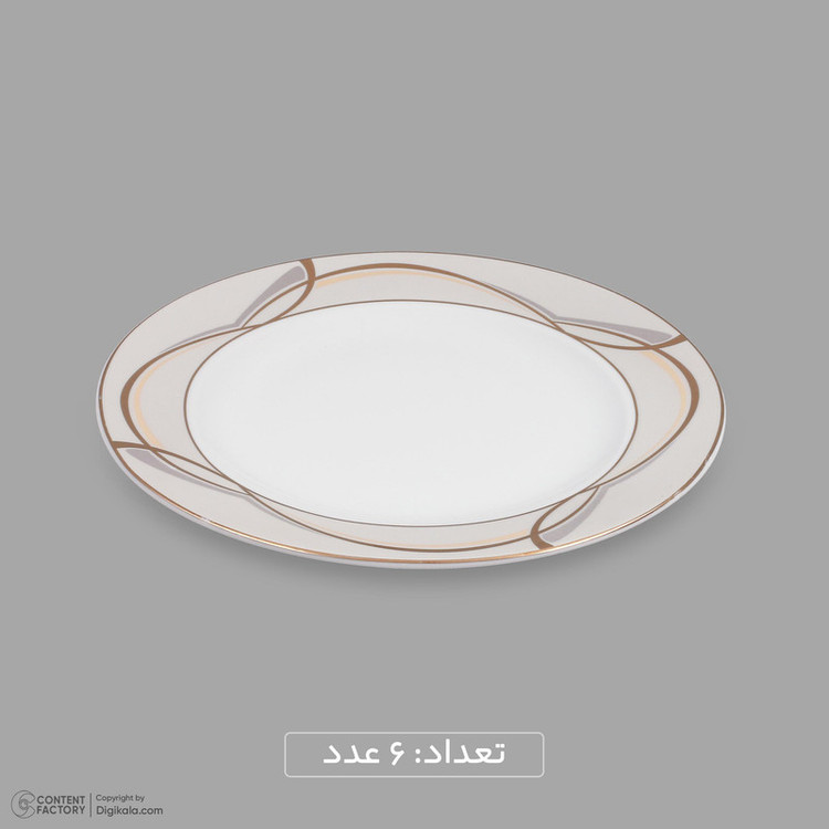 سرویس 20 پارچه چینی دینووا ساینا طرح گرد نسخه 6، قابل شستشو با دست و ماشین ظرفشویی، شامل 6 بشقاب غذاخوری، 6 بشقاب خورشخوری، 6 پیشدستی، ظرف سرو پنیر و تخته سرو
