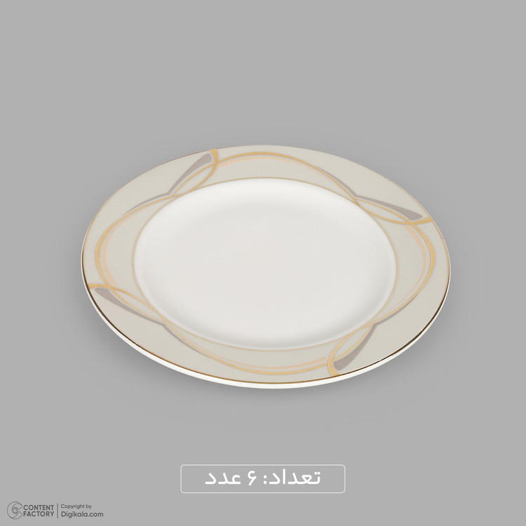 سرویس 20 پارچه چینی دینووا ساینا طرح گرد نسخه 6، قابل شستشو با دست و ماشین ظرفشویی، شامل 6 بشقاب غذاخوری، 6 بشقاب خورشخوری، 6 پیشدستی، ظرف سرو پنیر و تخته سرو
