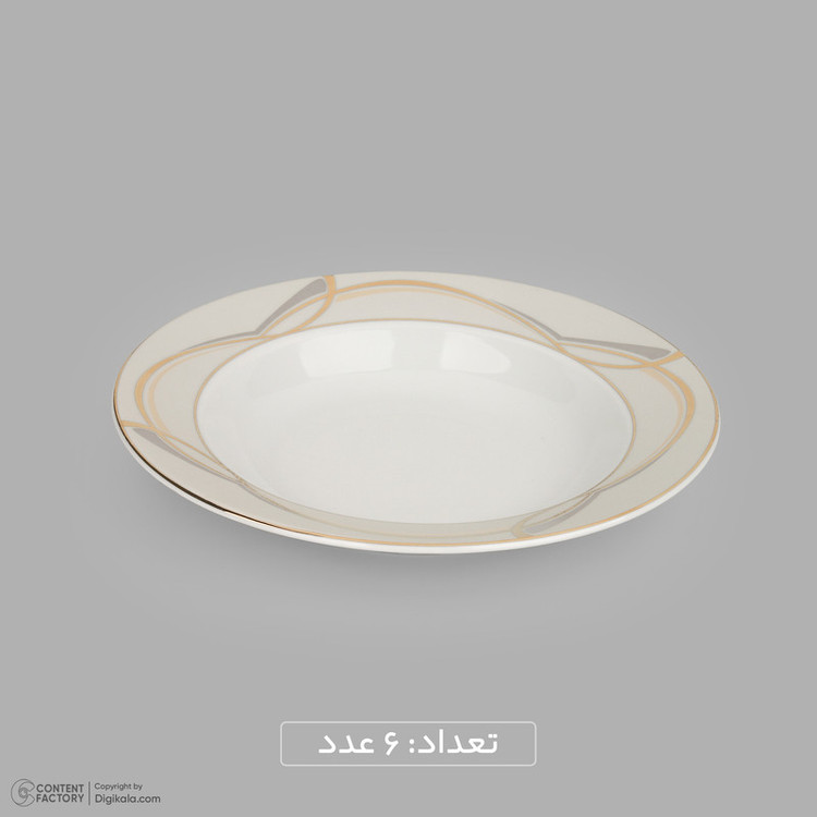 سرویس 20 پارچه چینی دینووا ساینا طرح گرد نسخه 6، قابل شستشو با دست و ماشین ظرفشویی، شامل 6 بشقاب غذاخوری، 6 بشقاب خورشخوری، 6 پیشدستی، ظرف سرو پنیر و تخته سرو