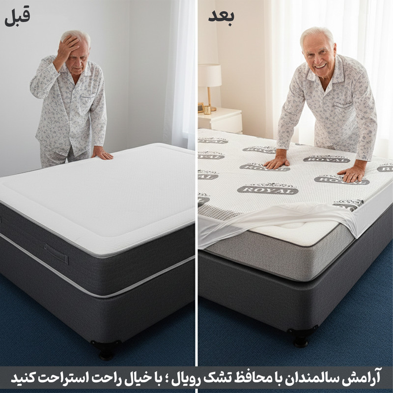 محافظ تشک ضد آب رویال مدل ساردونیا دونفره سایز 200×160 سانتی متر