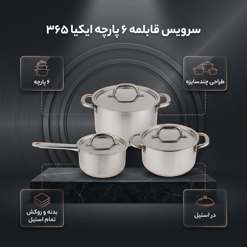 سرویس قابلمه 6 پارچه ایکیا مدل 365