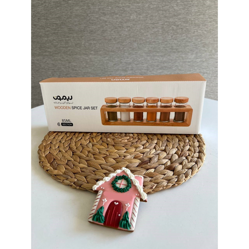 ست جا ادویه 6 پارچه لیمون مدل چوبی کد TP2306 به همراه استند