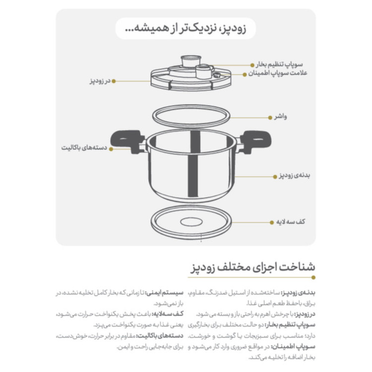 زودپز دوقلو پارس استیل مدل وستا گنجایش 4 و 6 لیتر