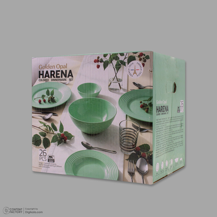 سرویس غذاخوری اوپال 26 پارچه 6 نفره گلدن اوپال مدل Harena