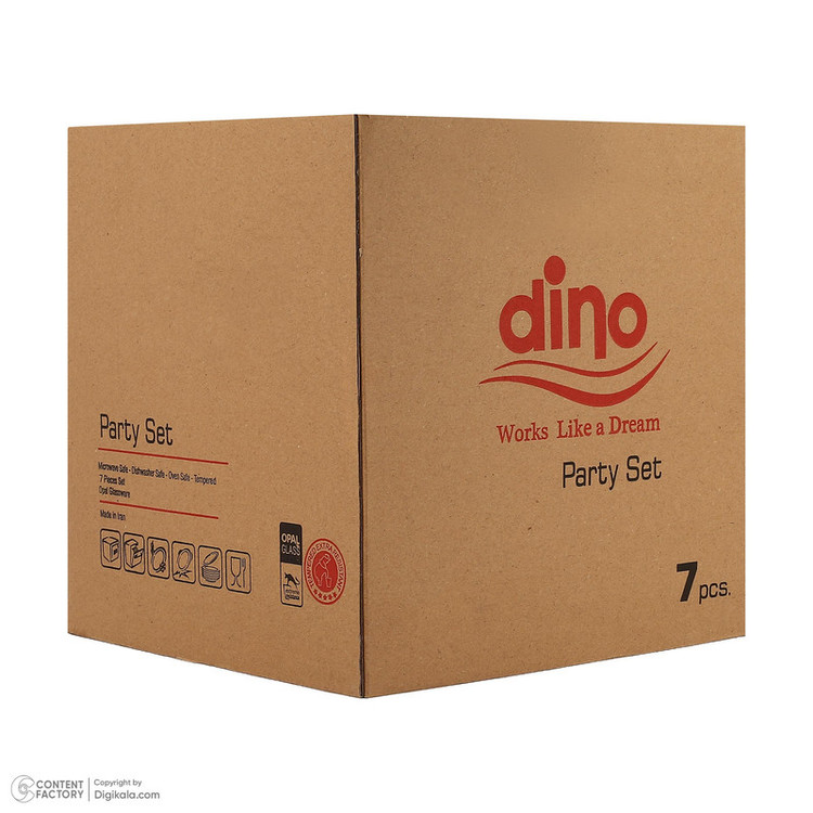سرویس دسرخوری 6 پارچه دینو مدل انار سرامیکی طرح دایرهای با ابعاد 15×15×10 سانتیمتر و 10×10×6 سانتیمتر، مناسب سرو دسر، شستشو با دست و همراه جعبه
