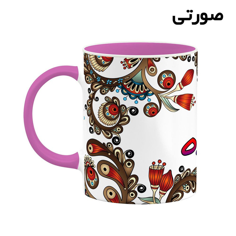 ماگ کاکتی مدل اسم داننده طرح سنتی گل و بته کد mgh44948