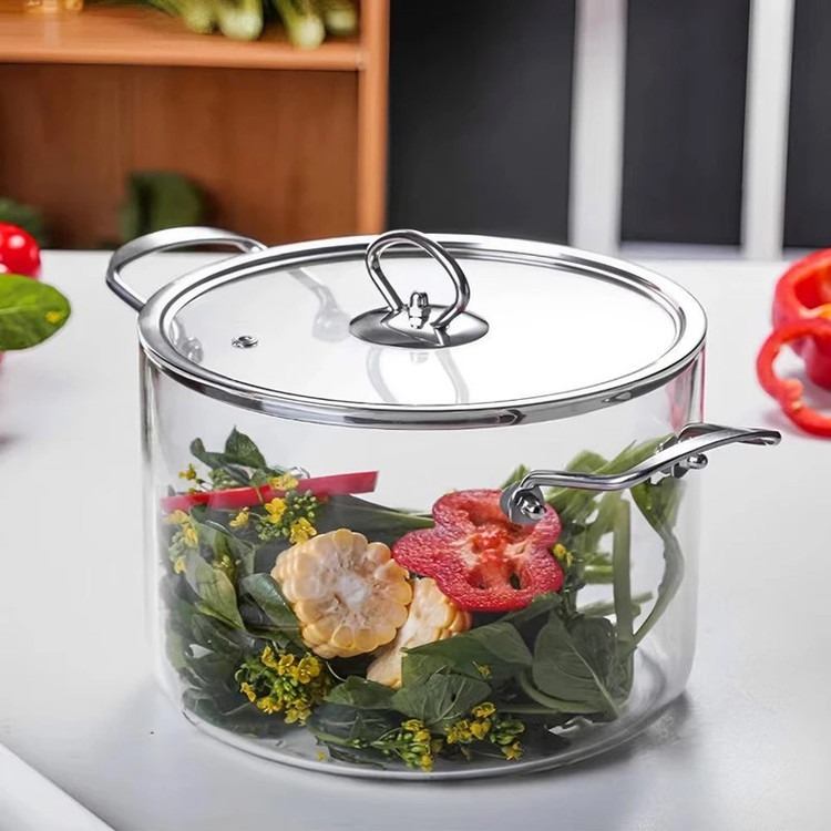 قابلمه پیرکس مدل شعله مستقیم دسته استیل کد 3.5L سایز 20