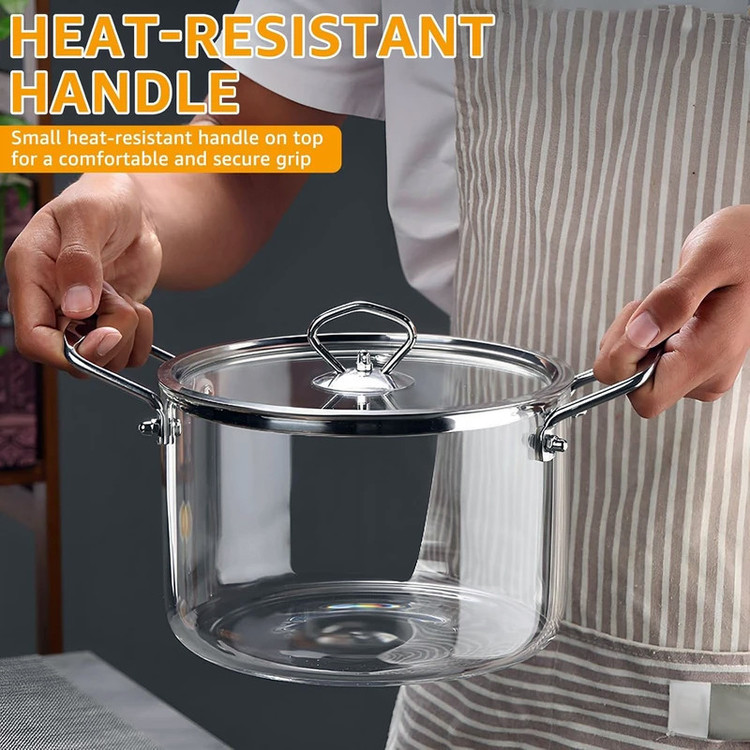 قابلمه پیرکس مدل شعله مستقیم دسته استیل کد 3.5L سایز 20