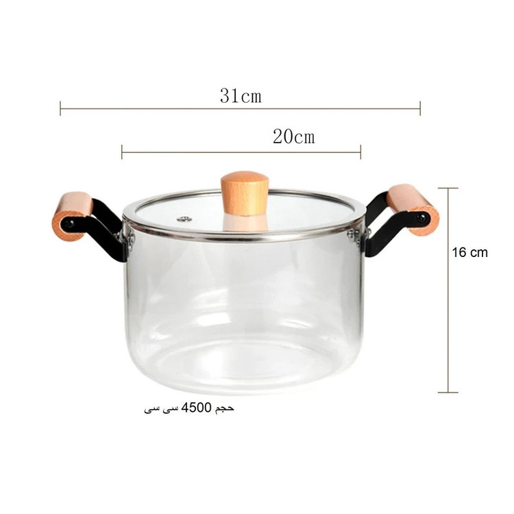قابلمه پیرکس مدل شیشه ای 4.5L سایز 20