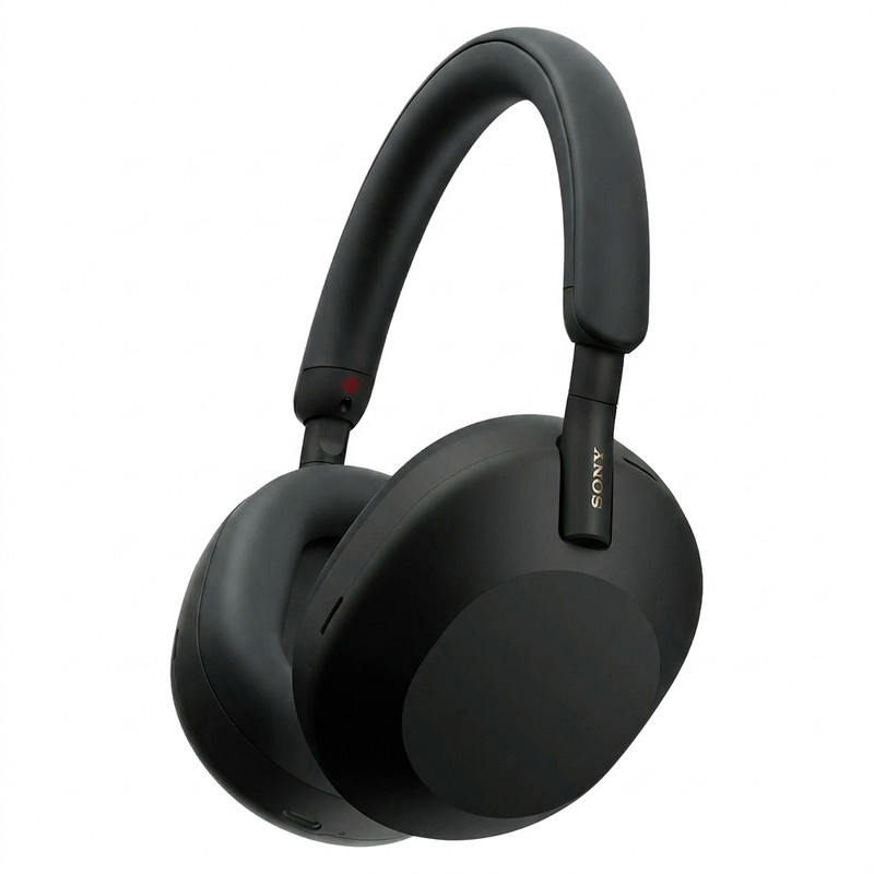 هدفون بی‌سیم سونی مدل WH-1000XM5 با نویز کنسلینگ فعال (ANC)، درگاه شارژ USB Type-C، دارای 4 میکروفون با فناوری Beamforming، پشتیبانی از دستیار صوتی، قابلیت اتصال همزمان به دو دستگاه