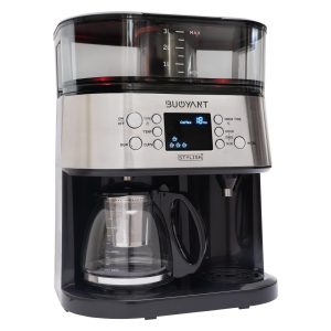 چای و قهوه‌ساز بویانت مدل Stylish Plus، با فیلتر استیل ضد زنگ، دارای تایمر، صفحه گرم نگهدارنده قهوه و عیب‌یابی خودکار